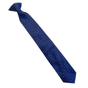 Boys Navy Blue Clip-On Tie With Light Blue Polka Dot Pattern Children necktie
